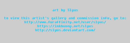 awolthefox:  art by Slyusto view this artist’s gallery and commission info, go to:http://www.furaffinity.net/user/slyus/https://inkbunny.net/slyushttp://slyus.deviantart.com/