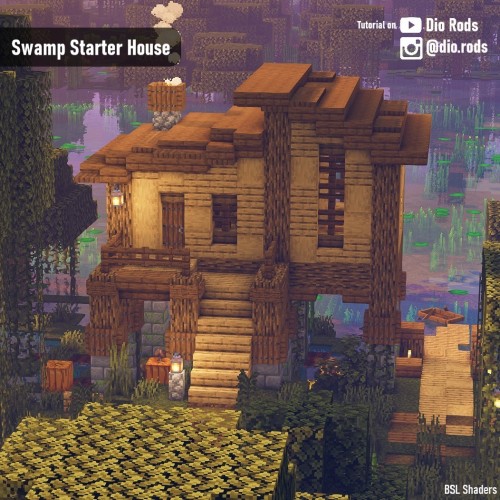Minecraft survival starter house, biome: swamp. Full tutorial on my YouTube channel. Link in the bio
