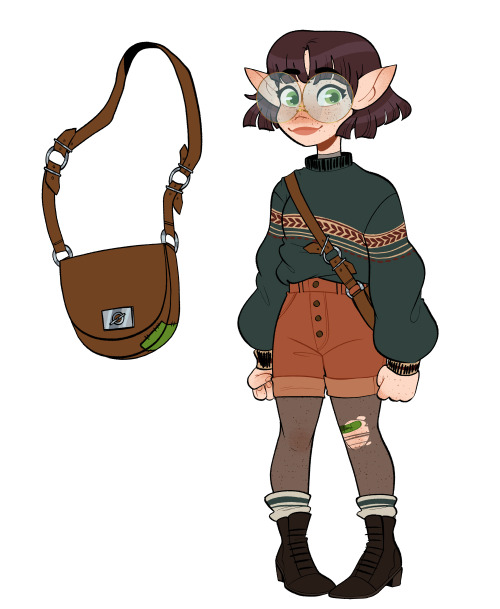 another dnd character, this time for an upcoming strixhaven campaign. myfanwy, tiny wizard nerd