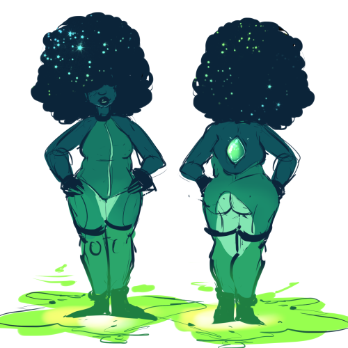  My lovely Gemsona: Plumbogummite.She rides the warp streams and uses her green glowy surf board to 