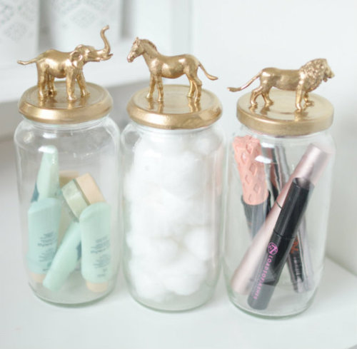 DIY gold animal jars