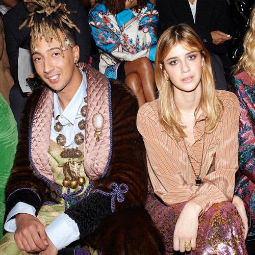 Front row at the Gucci Fall Winter 2019 fashion show by Alessandro Michele, singer Ghali and actress