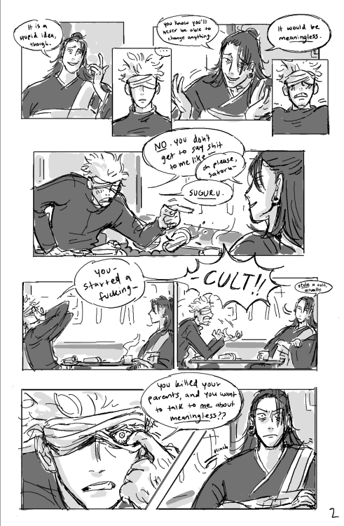 ectology:little comic of an au where gojo and geto still meet regularly after their breakup. all the