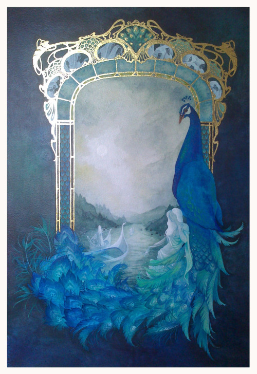 karnalapple: miyou-inspiration: The Gate - Tribute to Alcest - 2014 Mixed media + gold leaf m