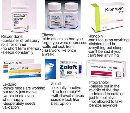 quickweaves:  Tag yourself Im a klonopin sun lexapro moon with risperidone rising  For those thinking that meds are always the answer to mental illness. In many cases (if I said it once I’ve said it a million times) they just take away your ability