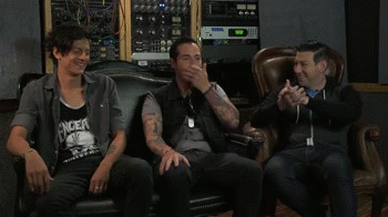 We know the clips on YouTube that this comes from, they were talking about each song on HttK, but we’re not sure which one this is particularly from. We are just amused that it looks like Zacky and Arin are laughing at Johnny, who is trying to...