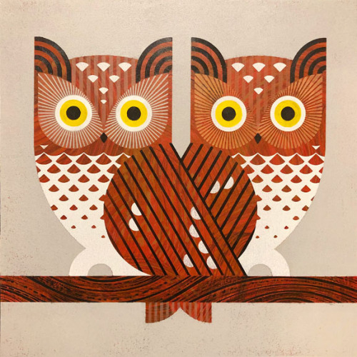 jevajeva:Screech Owl paintings, acrylic on panel, 12″ x 12″ each. 2018