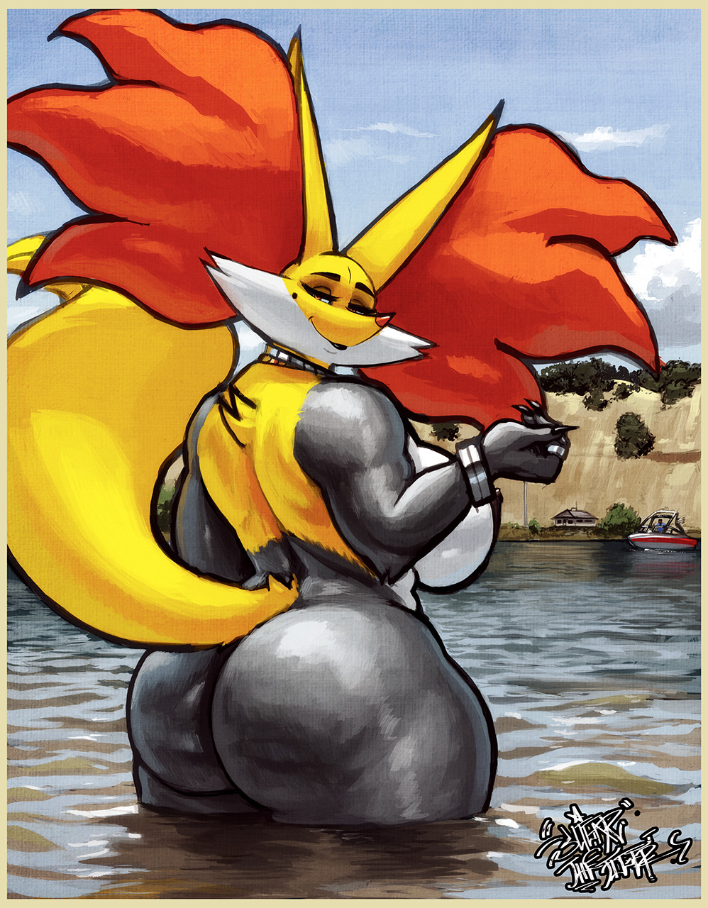 the-official-dubmare:  Da LakeGhetto Delphox get’n wet again.Pokemon belongs to