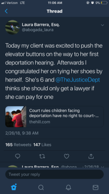 michelleengardt:  liukka:  svelfe: This is a result of the inhumane decisions that members of this administration want you to be silent about in public for fear of a loss of “civility”.  The kid and her lawyer were about the only humans there.  For