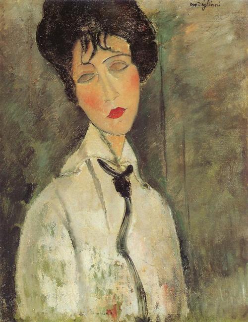 portailblog:  Woman with a Black Tie (1917) by Amedeo Modigliani. 