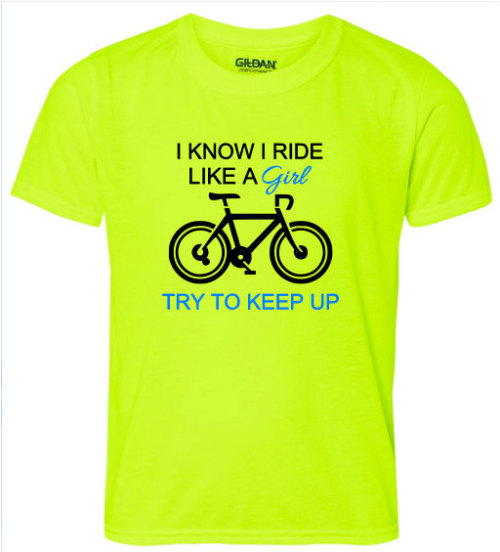 tshirtsandtopsthatrockmysocks: YOUTH Performance t-shirt - I Ride Like A Girl Biking shirt - Biking 