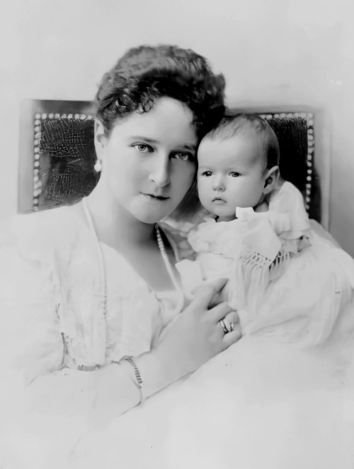 Empress Alexandra Feodorovna of Russia photographed with each of her five children, Olga (b.1895), T