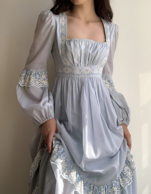 ruched:Gunne Sax1970s Prairie Dresses