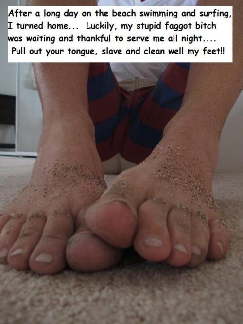 obeythestraightman: stupid fag had dry mouth from licking so much sand, but I did not allow him to s