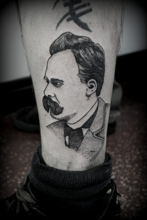 fuckyeahtattoos:  Dotwork portrait of Nietzsche done by Summer Breeze at Jinx Proof Tattoo Emporium in Johnson City, TN. artist instagram @beautymarkings