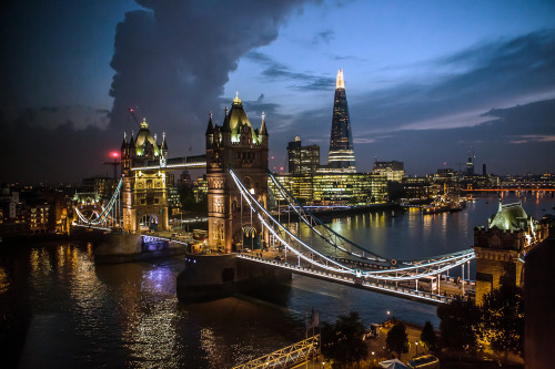 Tower Bridge with The Shard in the background.