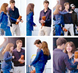 dailyjenns:  Dakota Johnson &amp; Jamie Dornan on Fifty Shades set for some fillers on October, 14th 2014.  Damie is adorable. Fact.  