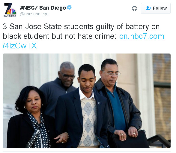 No hate crime charges for white San Jose State students who locked up Black roommate.