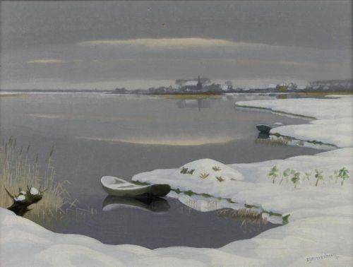 thunderstruck9:Dirk Smorenberg (Dutch, 1883-1960), The Loosdrechtse Plassen in Winter. Oil on canvas