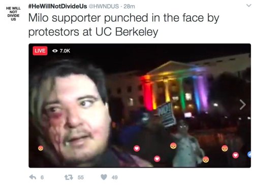 kingjaffejoffer:Female Trump Supporter pepper sprayed: https://twitter.com/TrumpsParty/status/827006