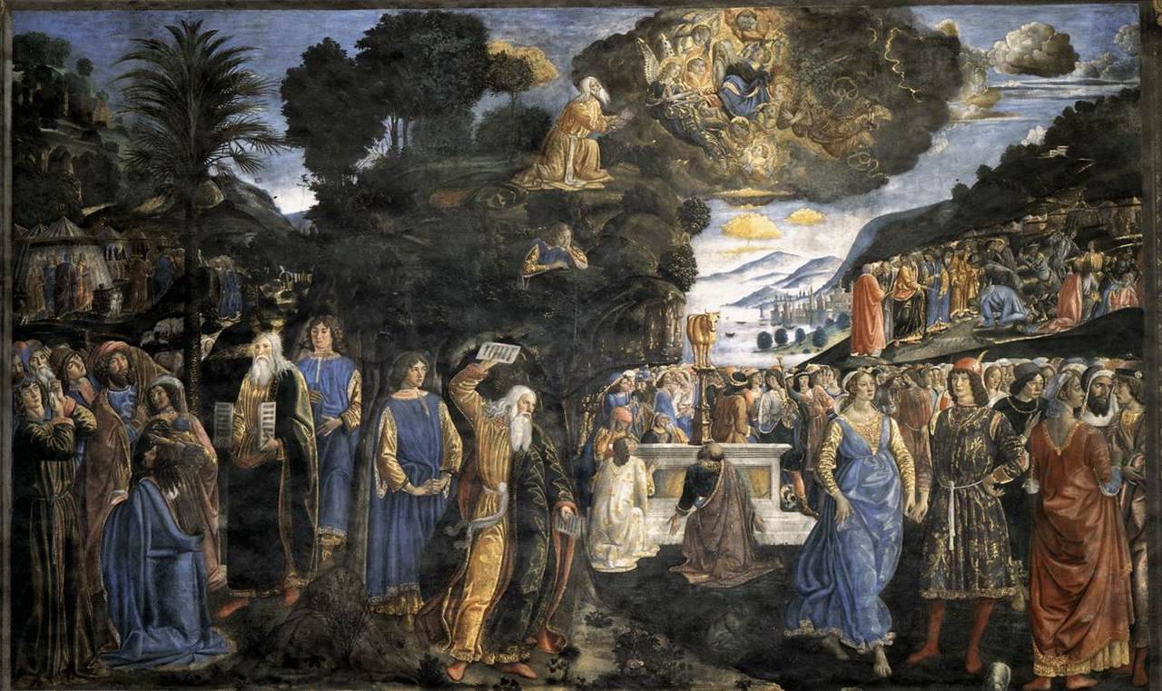 lionofchaeronea:Handing Over of the Tablets of the Law, Cosimo Rosselli, 1481-82