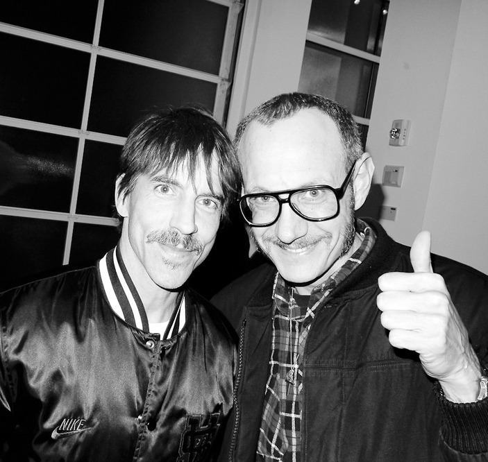 Anthony Kiedis and Photographer Terry Richardson at Richard Prince’s Cowboys Exhibition at the Gagosian Gallery in Beverly Hills on February 21st, 2013.