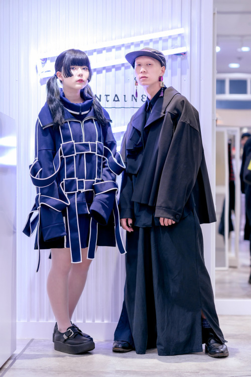 Kana and Shota in Harajuku wearing fashion by independent Japanese brand Kemono Japan.