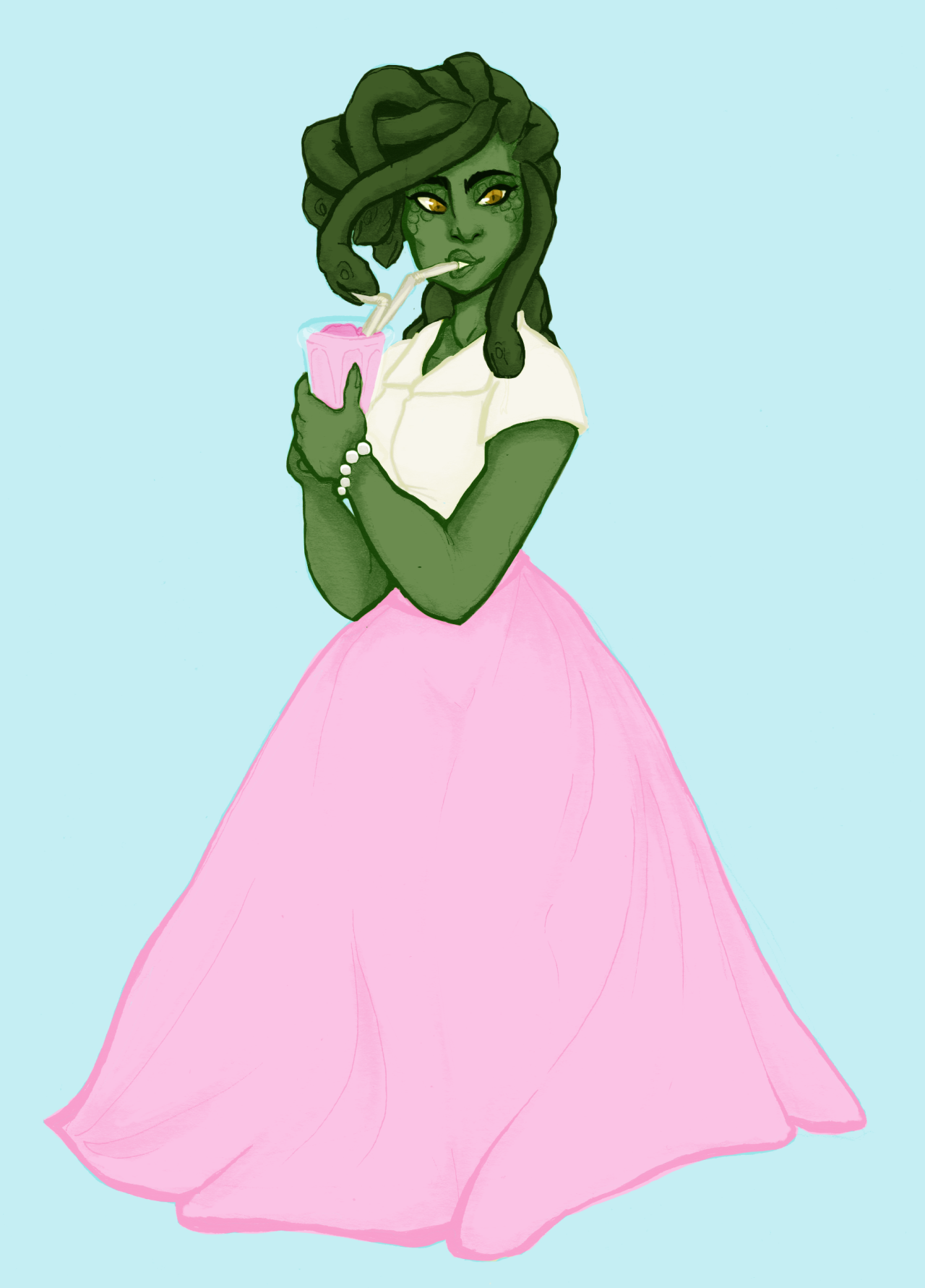For Illustration club we were meant to draw 50′s fairytale but i ended up drawing