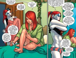 xsoldier:  Harley Quinn #25 is the absolute perfect portrayal of Harley &amp; Ivy’s friendly, open polyamorous relationship, and finally getting to the center of Harley &amp; Joker’s dark past that she’s been leaving behind for good since the start