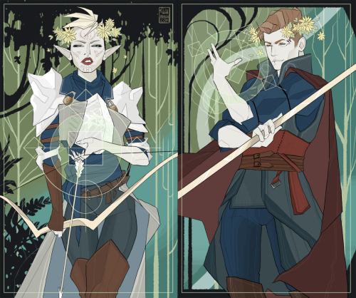 pannan-art:  Mine and @aiwa-sensei Inquisitors from Dragon Age. Oh god, I love this game.  