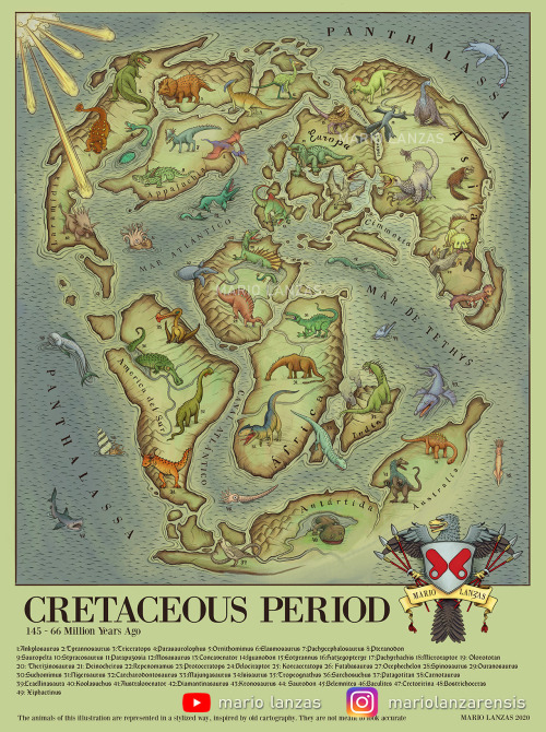 mariolanzas: CRETACEOUS Period World Map (old cartography style) This map is inspired in old cartopg