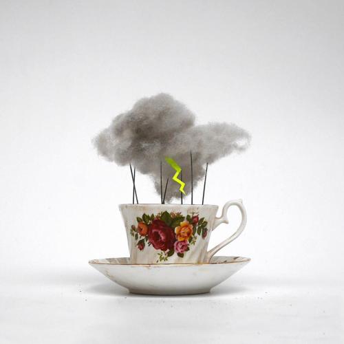 Storm in a tea cup #english #teacup #wirefluff #trivialmatters #bonechina #sculpture #paulinsect