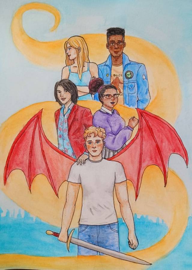 Here’s my Carry On tribute! Finished Any Way the Wind Blows and accidentally got obsessed with the series againI love these poor dumb charcters ; _ ; #simon snow#carry on #carry on fanart #watercolor#my art #i dont have a scanner at school so quality is questionable  #also my paint got old so shepards face is a little funny  #simon snow fanart