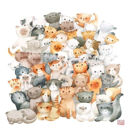 by Inna Ogando @innaogando ✨ #illustration #watercolor #painting #aquarelle #kitty #cat #cats #catlo