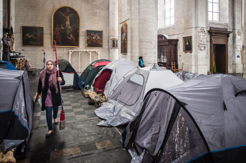 Church of St. John the Baptist at the Béguinage, Brussels (est. 1676).Afghan asylum seekers were she