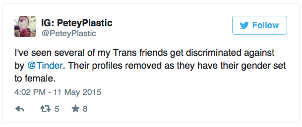 micdotcom:  Tinder is allegedly banning users for being transgenderTransgender users