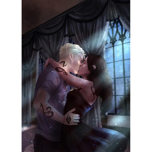 cassandraclare: Mark and Cristina in the ballroom in LORD OF SHADOWS. Art by Loweana. (Some of you m