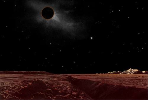Eclipse do Sol pela Terra, visto da Lua.Sun eclipsed by the Earth, as seen from the Moon.Lucien Ruda