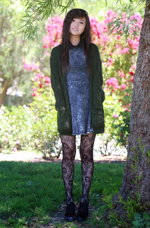 Fashionmylegs Style Picks RUNDOWN:Collar - DIYCardigan - Forever 21Dress - H&amp;MTigh