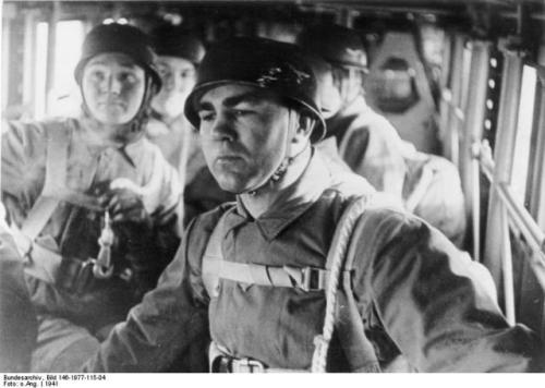 Boxer Max Schmeling with his unit of paratroopers during the Second World War. Schmeling had been a 