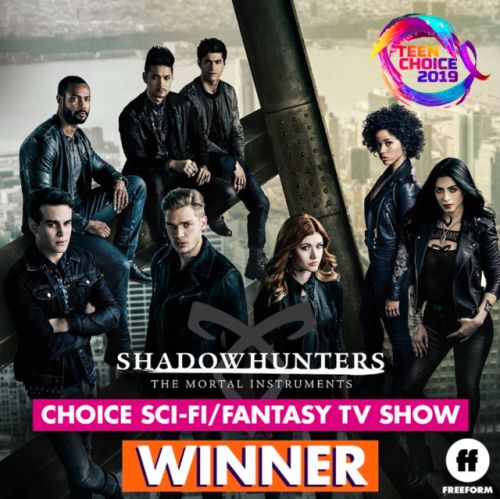 Shadowhunters: We’re so proud to win #ChoiceSciFiFantasyTVShow at the #TeenChoice Awards tonight. Th