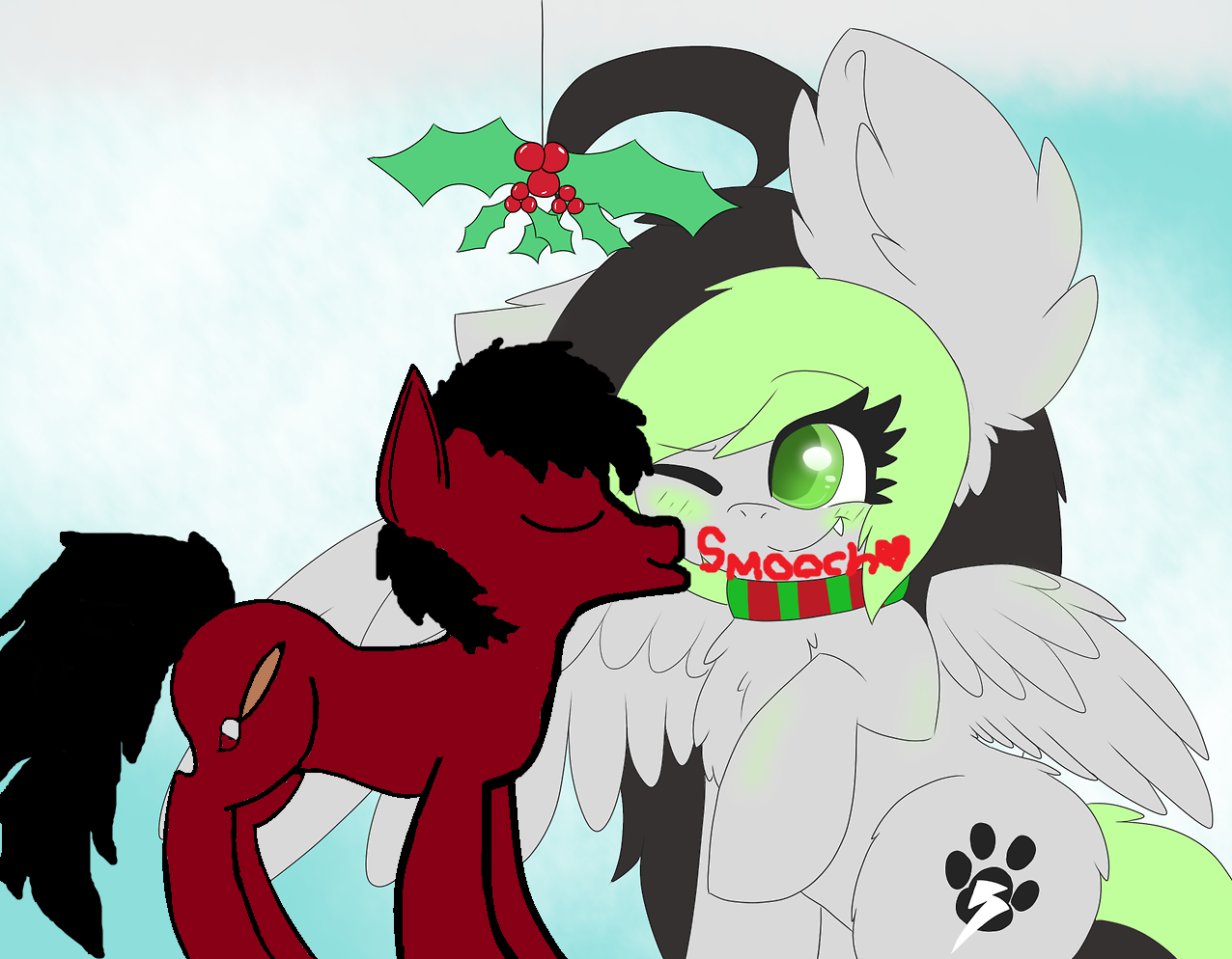 askbreejetpaw:  All the cute little kisses and such Bree got from the mistletoe thing.