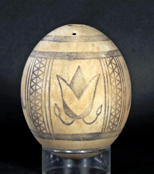 archaicwonder:Phoenician Painted Ostrich Egg - 8th-6th Century BC An ancient ostrich egg painted w