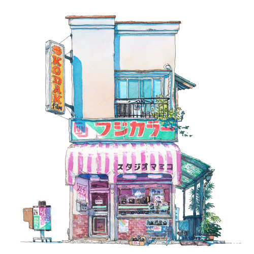 The series of new watercolor paintings of storefronts is growing quite pleasantly. Based on some of 