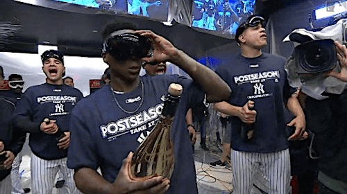 gfbaseball: The Yankees celebrate their AL Wild Card win - October 3, 2017
