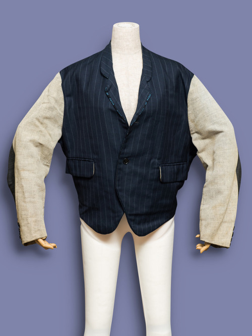 Christopher Nemeth pinstripe jacket with linen sleeves and linen back, early 1980s.