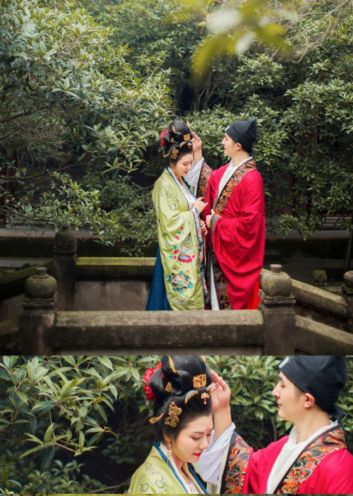 Tang dynasty style wedding hanfu by 烟雨江南传统摄影