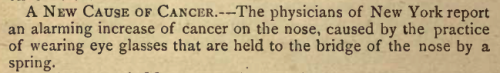 questionableadvice:  ~ The American Pictorial Home Book, or Housekeeper’s Encyclopedia, by Mrs. Harriet Almaria Baker Suddoth, 1883  Note: I believe the writer is referring to a style of glasses known as pince-nez (eyeglasses clipped to the nose by