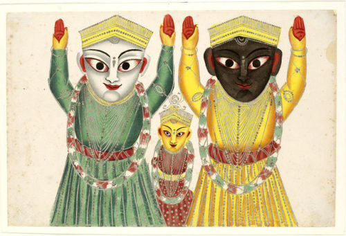 Jagannatha, Balabhadra and Subhadra - Unknown Indian Artist, ca. 1830Painted in opaque watercolour a