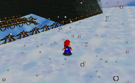 suppermariobroth:  All snow particles in Super Mario 64 spawn in a small space between